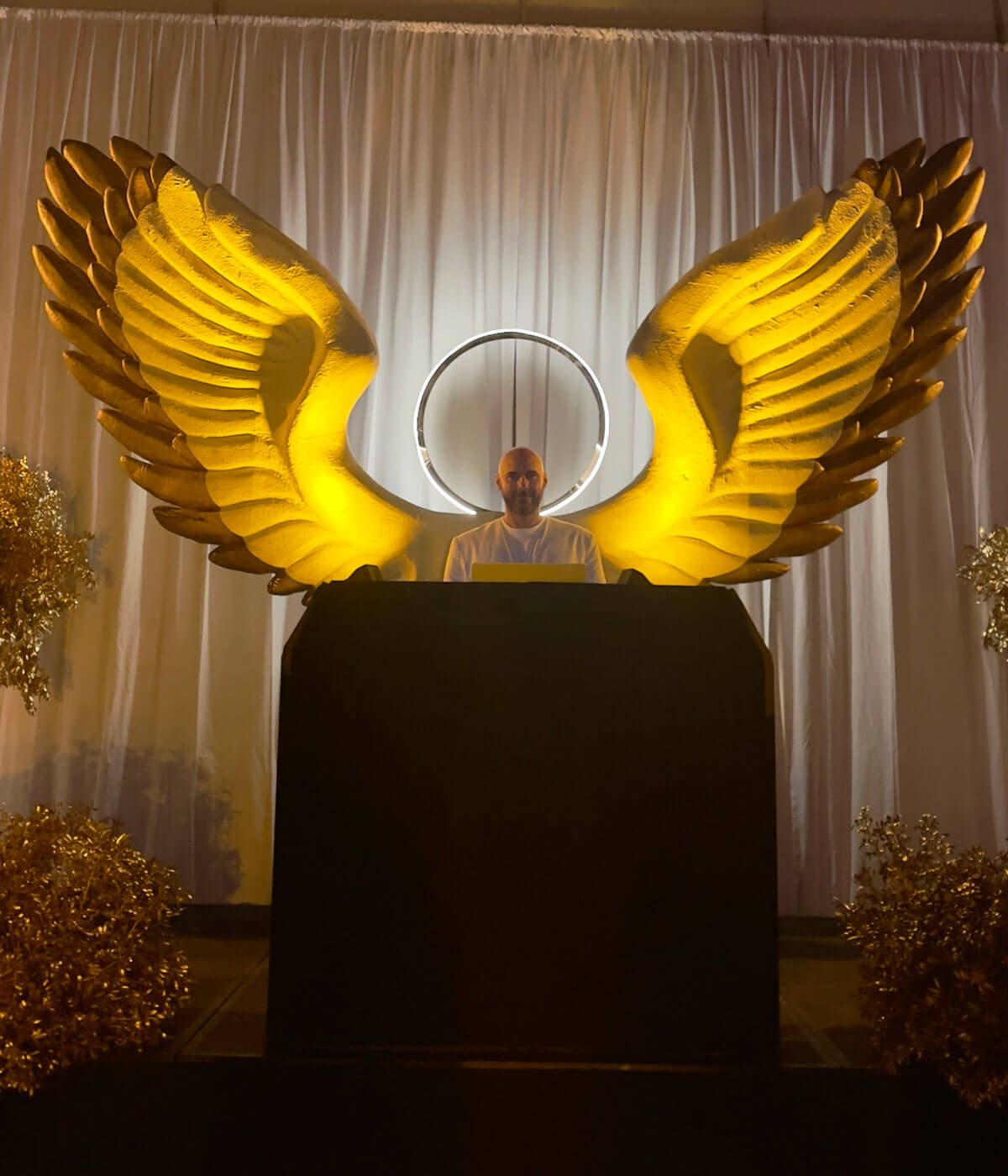 custom-branded-dj-booth-gold-mirror-corporate-events